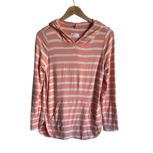 Market & Spruce Sweater Hoodie Salmon/White Stripe Medium Cozy Casual NWOT Cabin